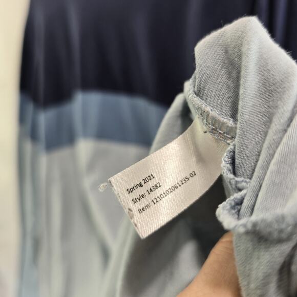 Marine Layer T Shirt Mens Large Blue Tri Tone Long Sleeve Crew Neck Stripe - Picture 7 of 9